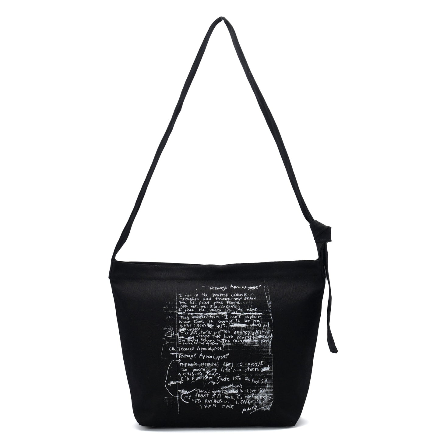 AD MEDIUM SHOULDER BAG WITH ADJUSTABLE STRAP "TEENAGE APOCALYPSE" PRINT / 099:BLACK