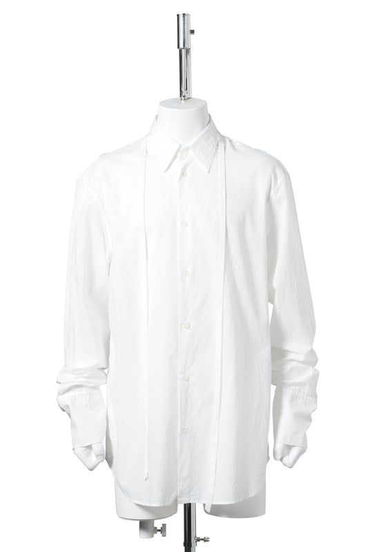 ELGAR STANDARD SHIRT WITH RAW EDGES COLLAR AND RIBBON DETAIL / 002:NATURAL WHITE