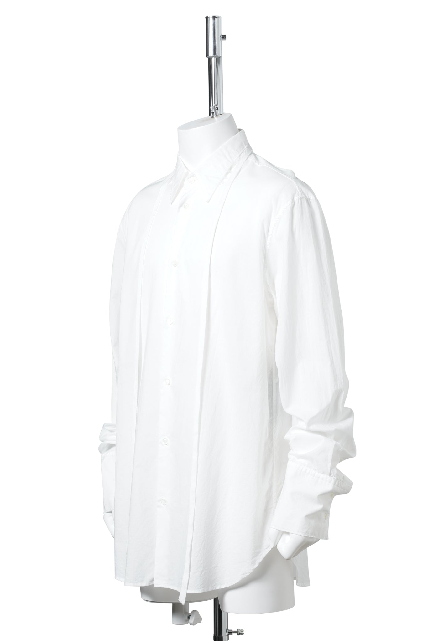 ELGAR STANDARD SHIRT WITH RAW EDGES COLLAR AND RIBBON DETAIL / 002:NATURAL WHITE