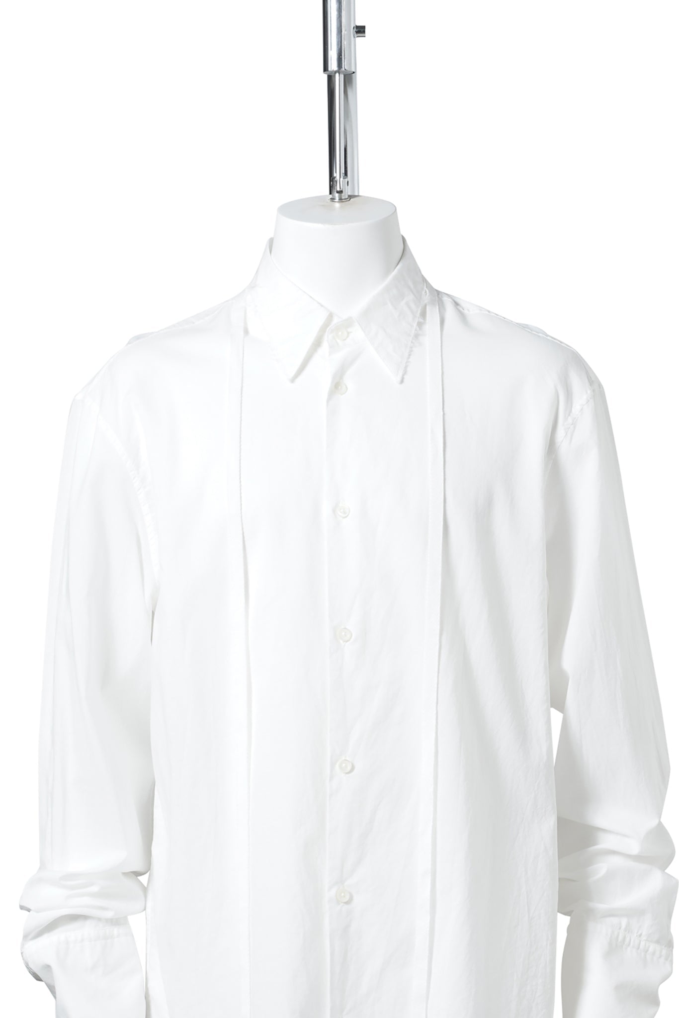 ELGAR STANDARD SHIRT WITH RAW EDGES COLLAR AND RIBBON DETAIL / 002:NATURAL WHITE