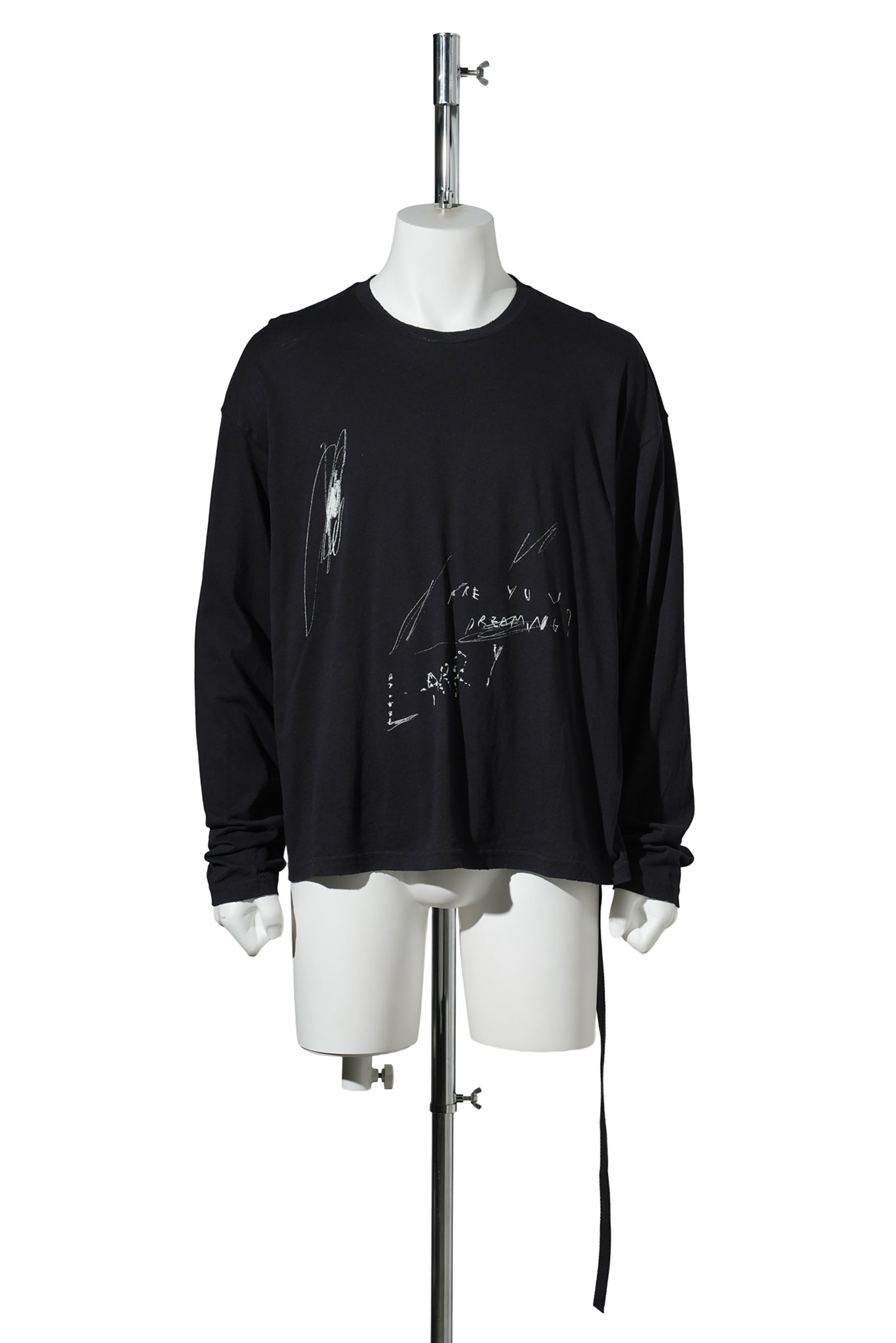 EMIL RELAX FIT LONG SLEEVE BOXY T-SHIRT "ARE YOU DREAMING SKETCH" PRINT / 099:BLACK