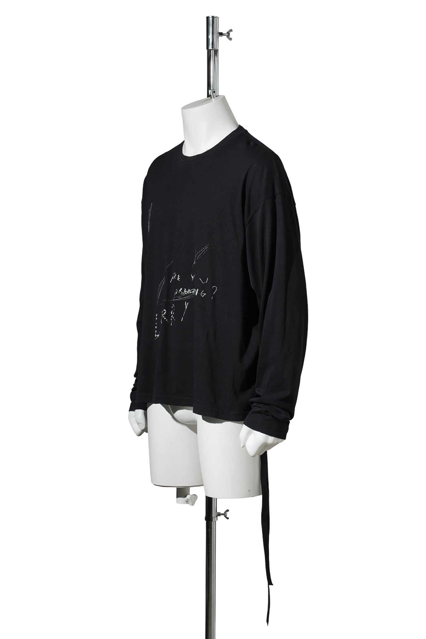 EMIL RELAX FIT LONG SLEEVE BOXY T-SHIRT "ARE YOU DREAMING SKETCH" PRINT / 099:BLACK