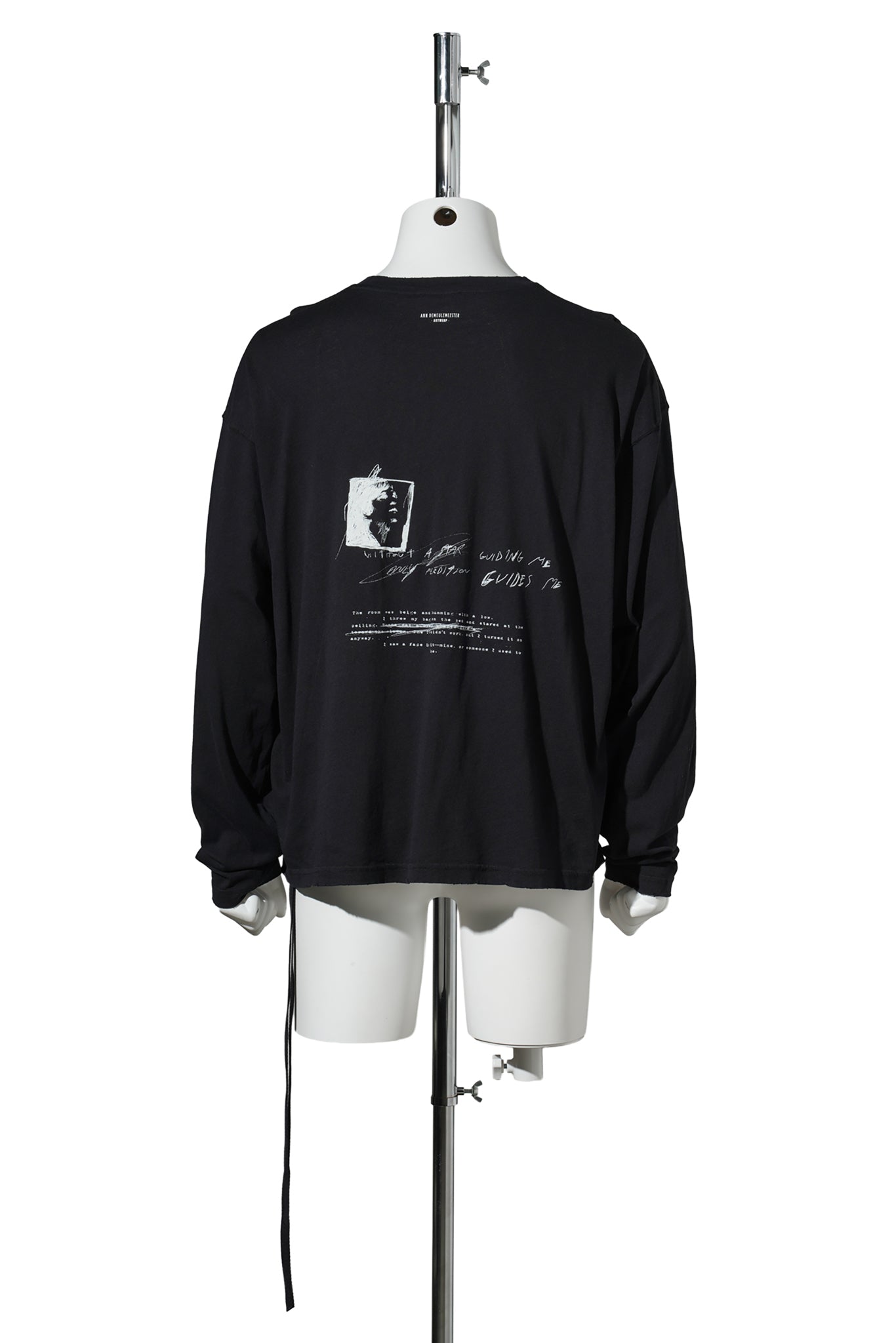 EMIL RELAX FIT LONG SLEEVE BOXY T-SHIRT "ARE YOU DREAMING SKETCH" PRINT / 099:BLACK