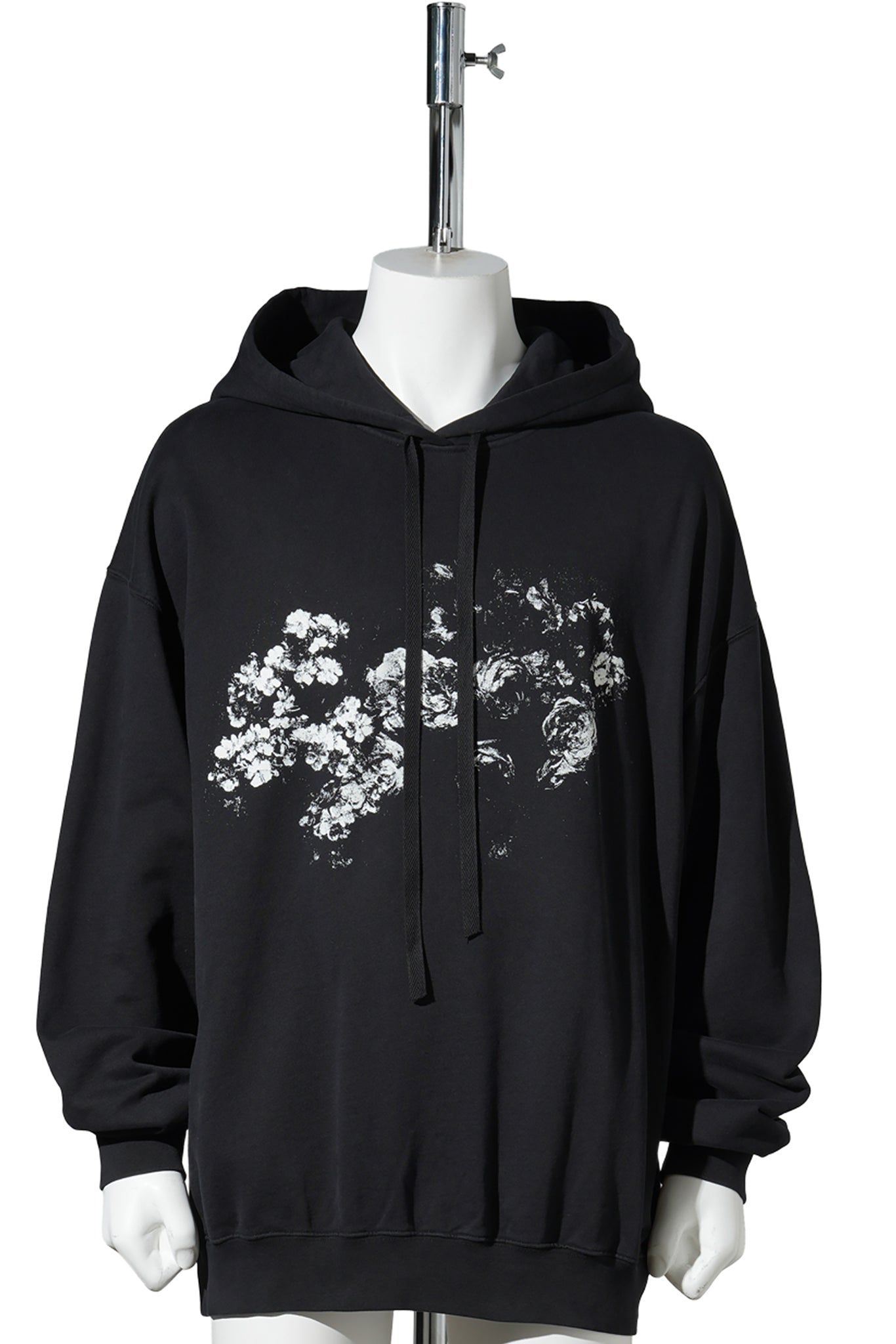 BARDI COMFORT HOODIE SWEATSHIRT WITH "ROSES" PRINT / 099:BLACK
