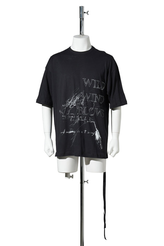DIETER HIGH COMFORT T-SHIRT WITH "WILD WIND BLOWS" PRINT / 099:BLACK