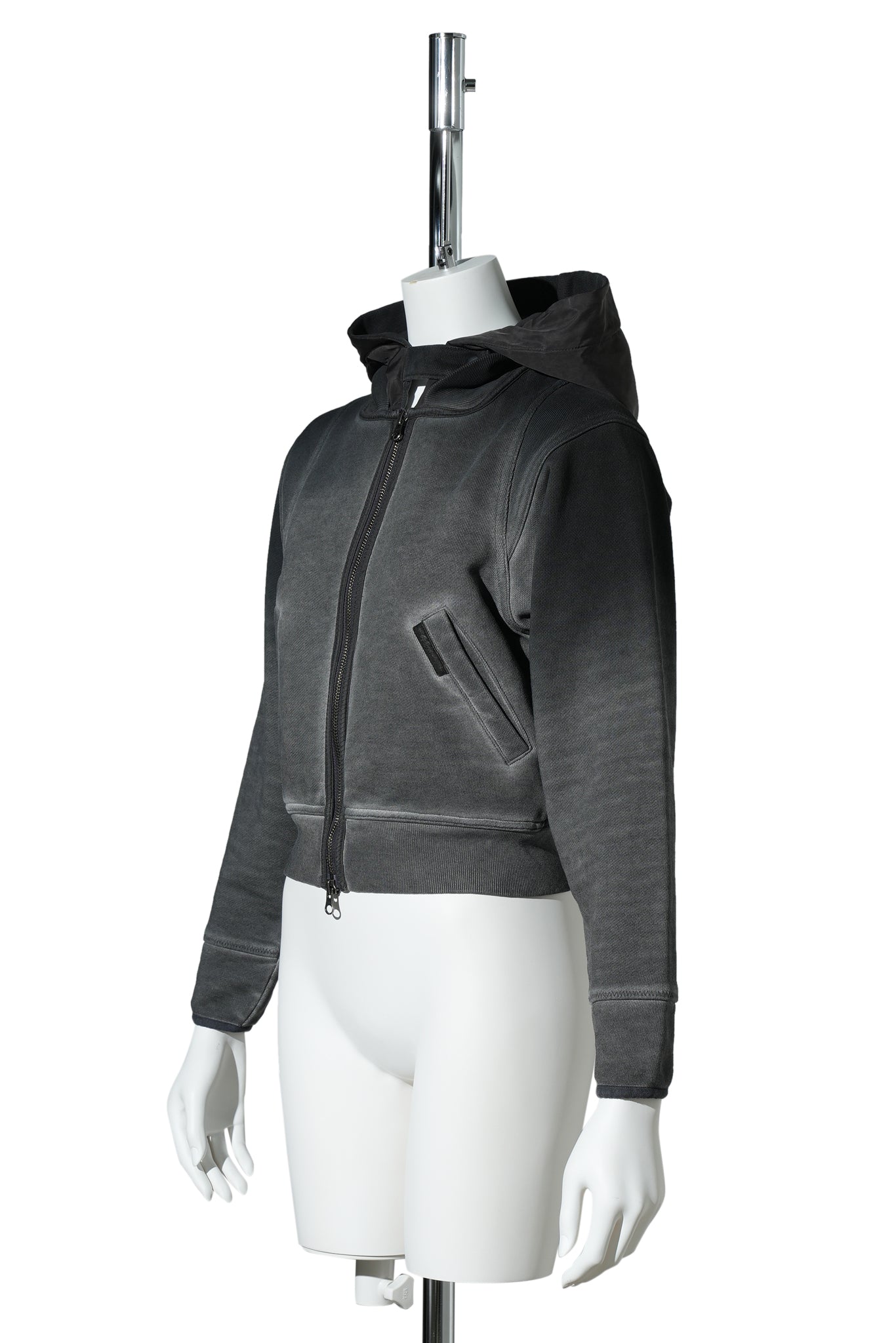 CROPPED ZIP UP HOODIE / BLENDED GREY