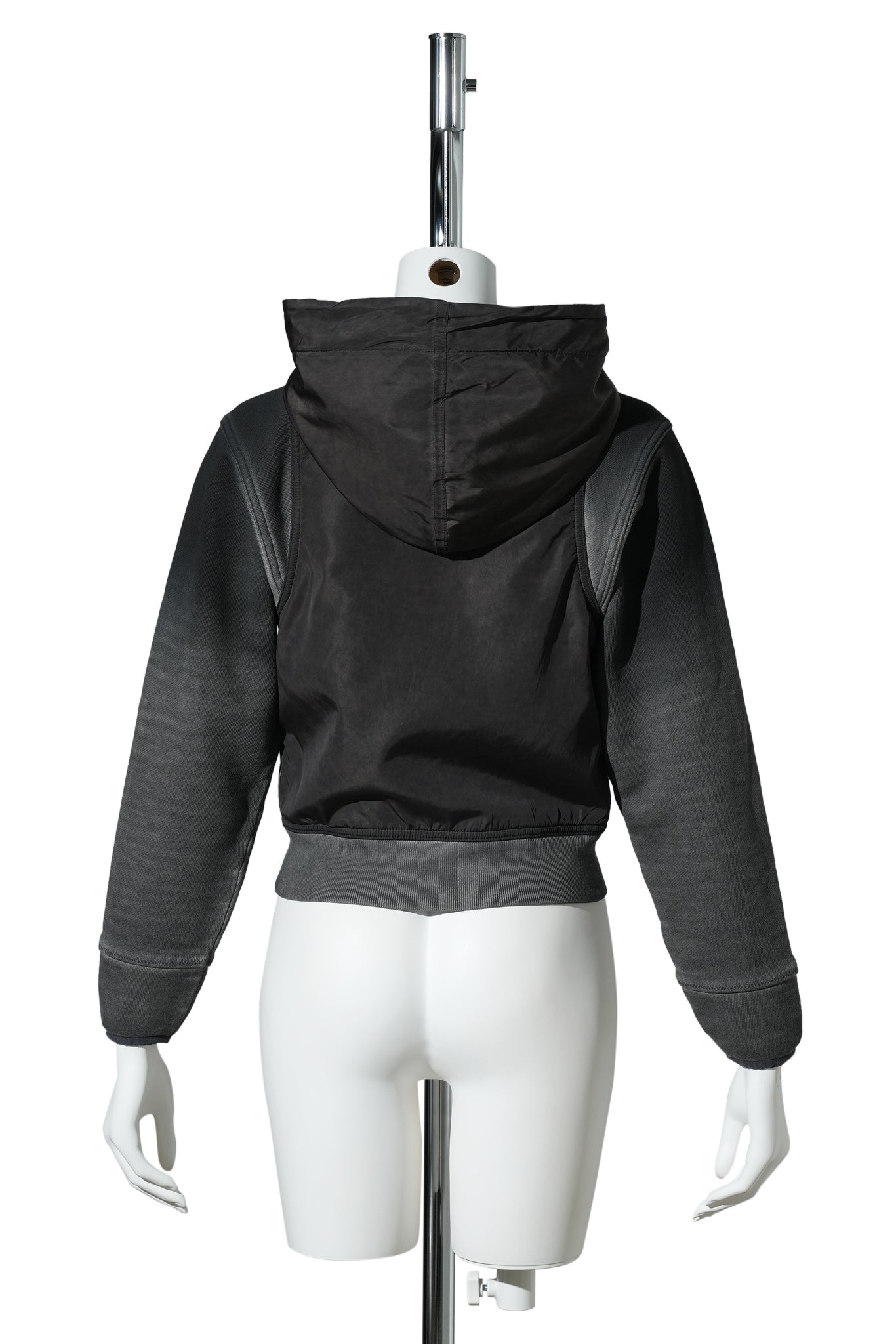 CROPPED ZIP UP HOODIE / BLENDED GREY