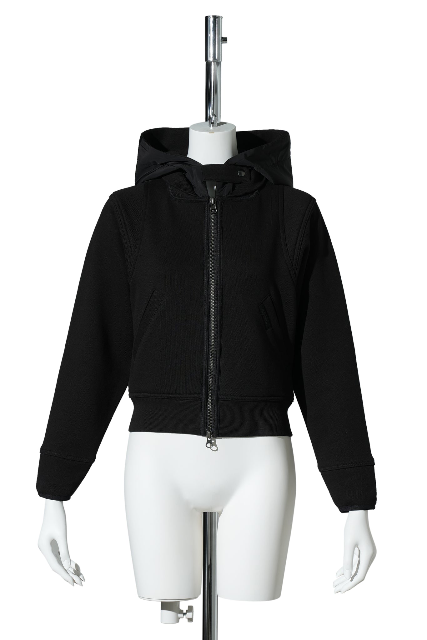 CROPPED ZIP UP HOODIE / BLACK