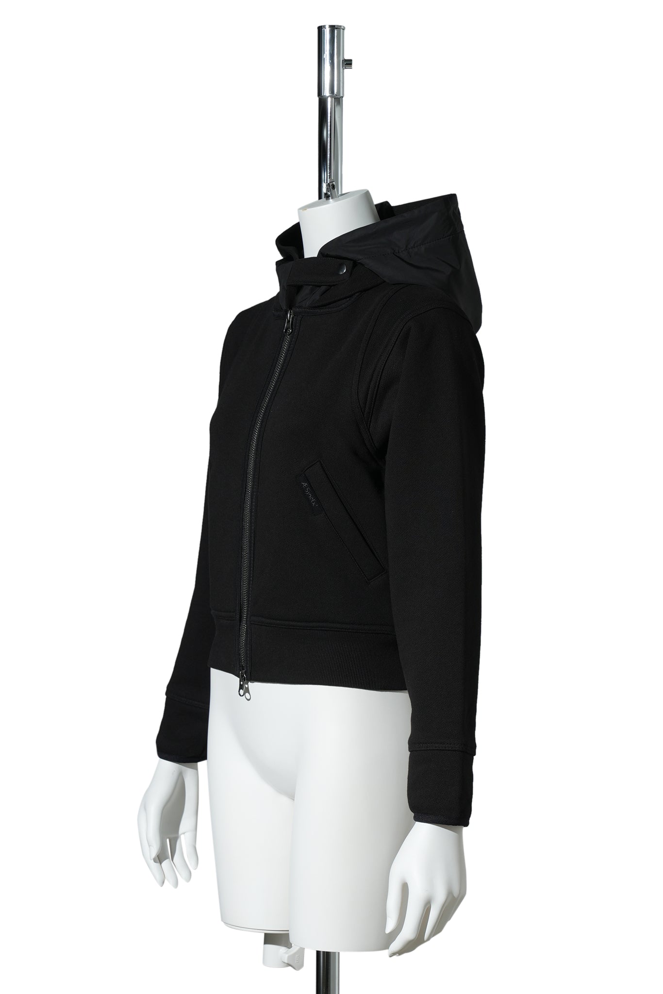 CROPPED ZIP UP HOODIE / BLACK