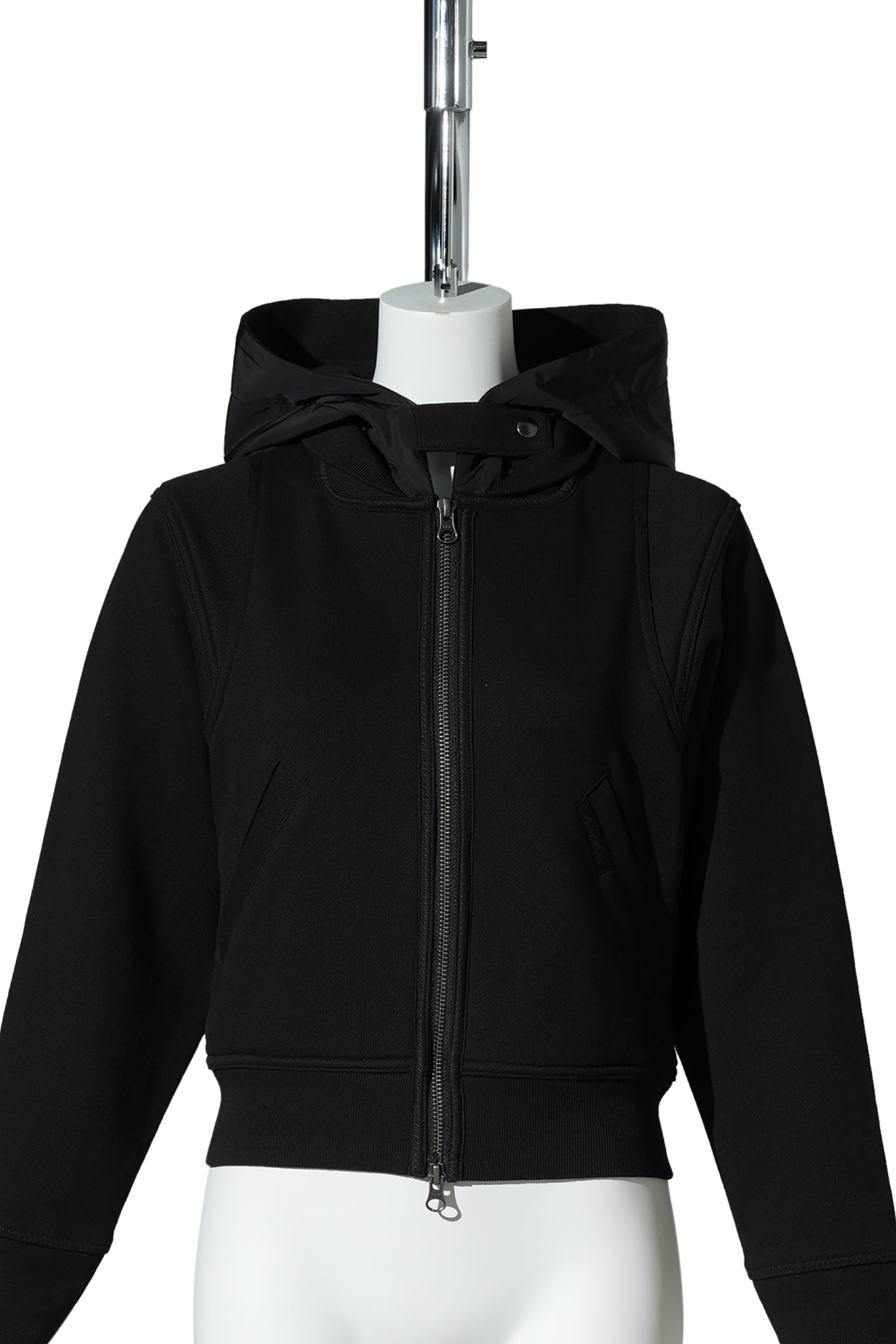 CROPPED ZIP UP HOODIE / BLACK