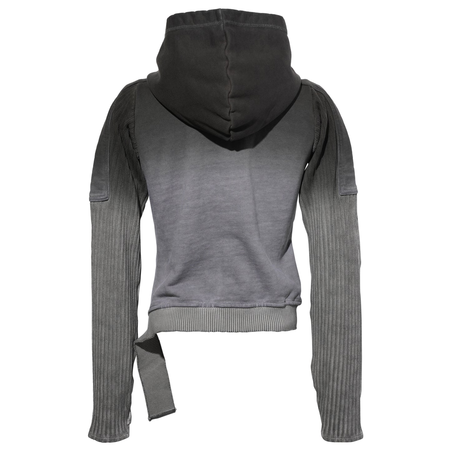 BRACES ASYMMETRIC ZIP UP HOODIE / BLENDED GREY