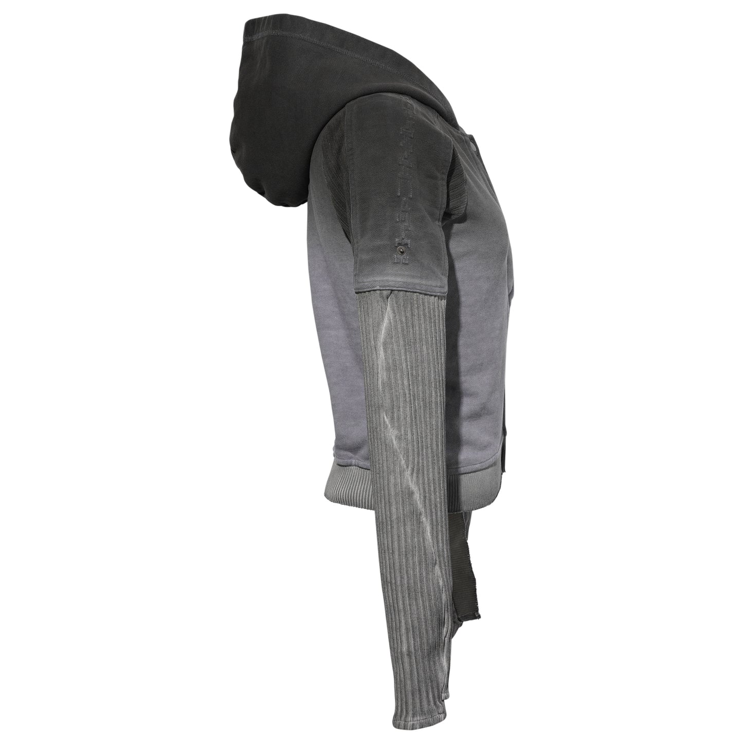BRACES ASYMMETRIC ZIP UP HOODIE / BLENDED GREY
