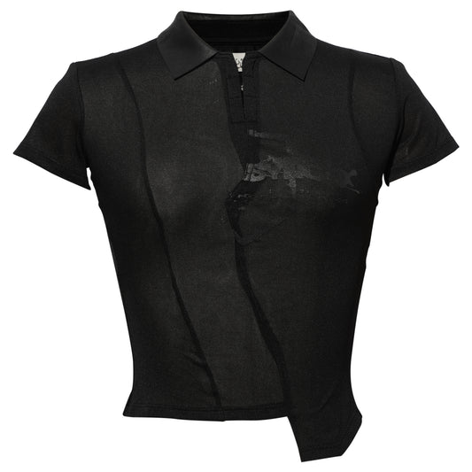 ASYMMETRIC HALF SLEEVE SHIRT (WM) / BLACK