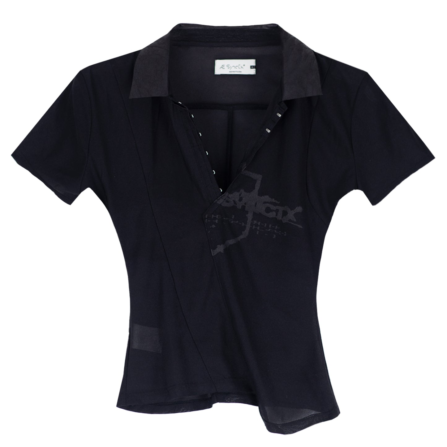 ASYMMETRIC HALF SLEEVE SHIRT (WM) / BLACK