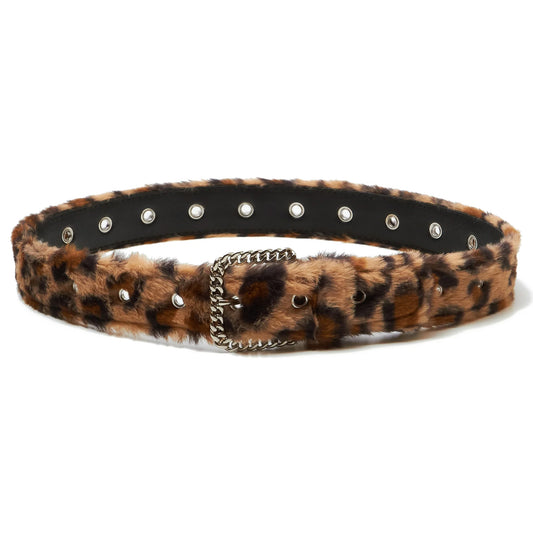 FUR BELT / LEOPARD BROWN