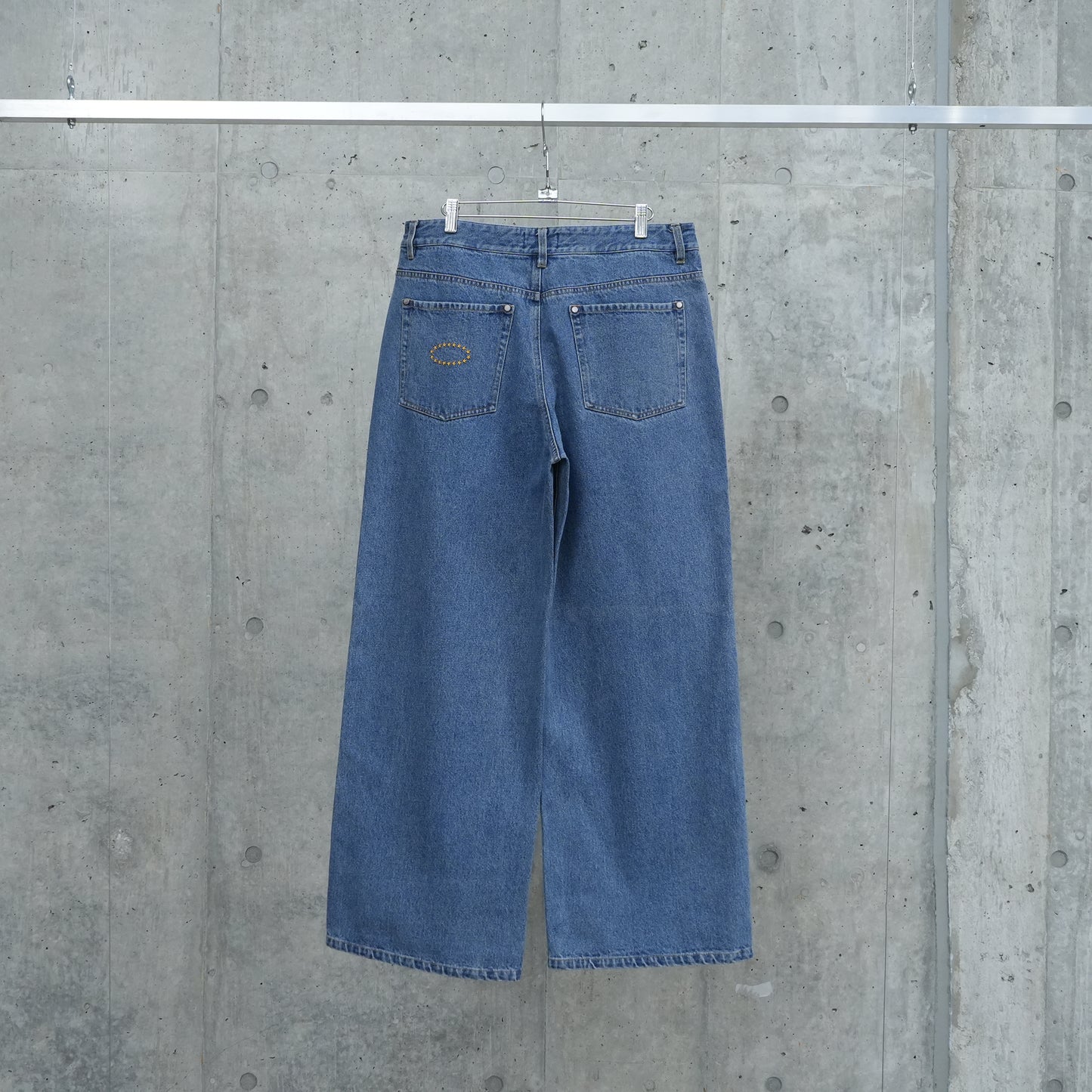 SUPER BAGGY STUDDED PANTS / BLUE