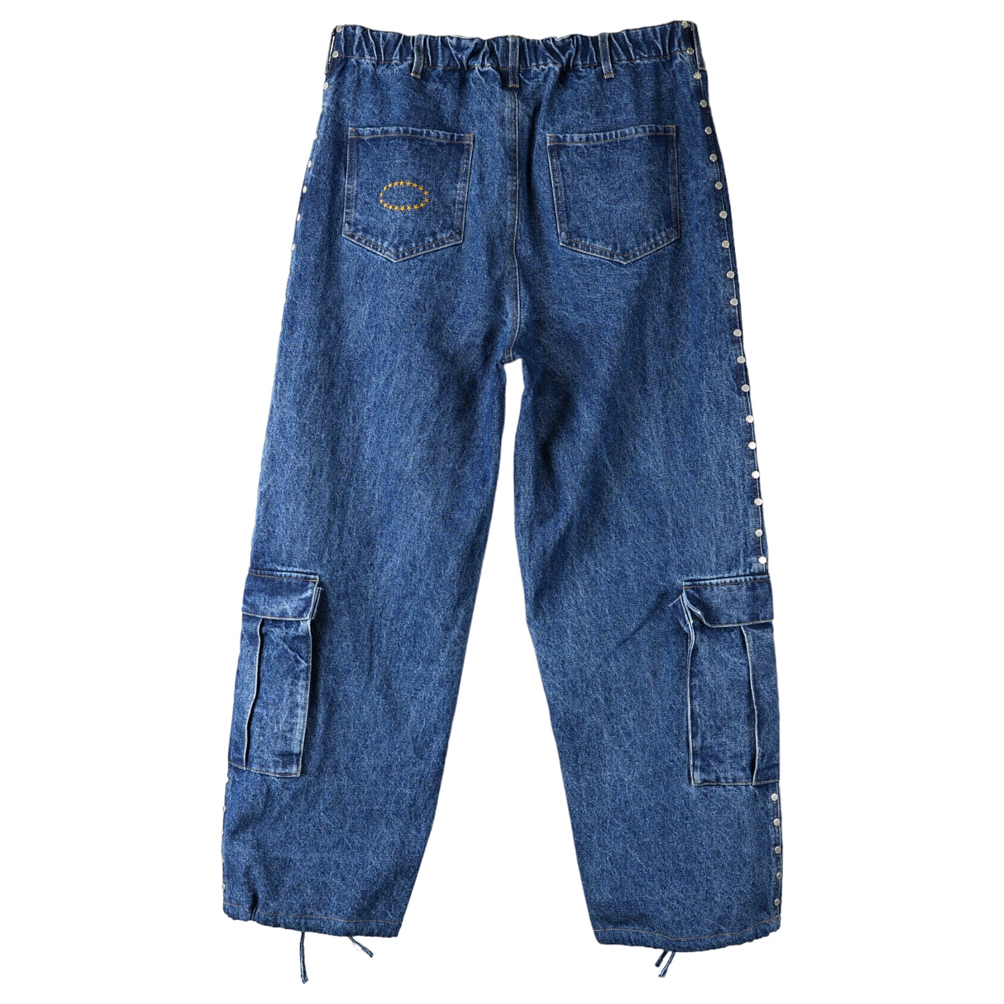 STUDDED DENIM CARGO PANTS / BLUE