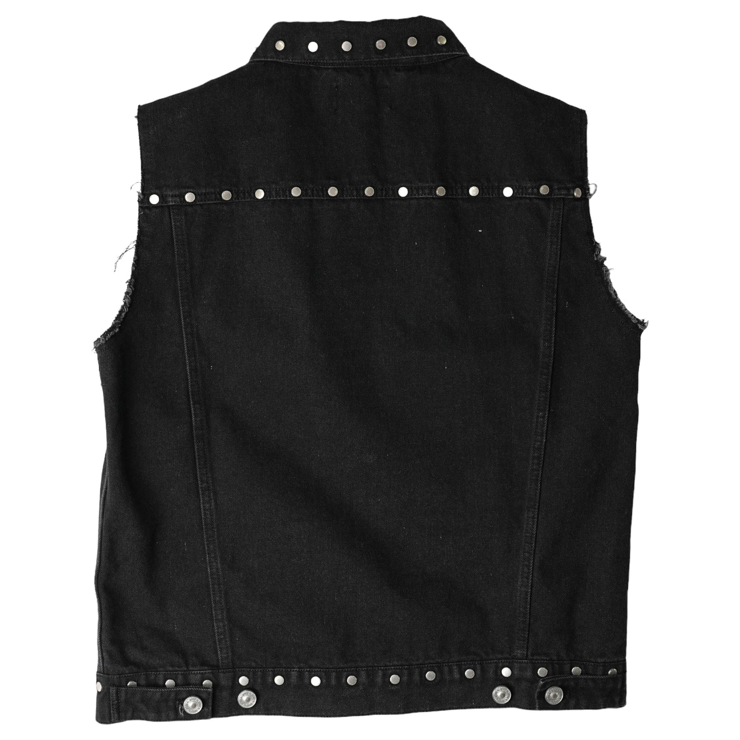 STUDDED DENIM VEST / BLACK