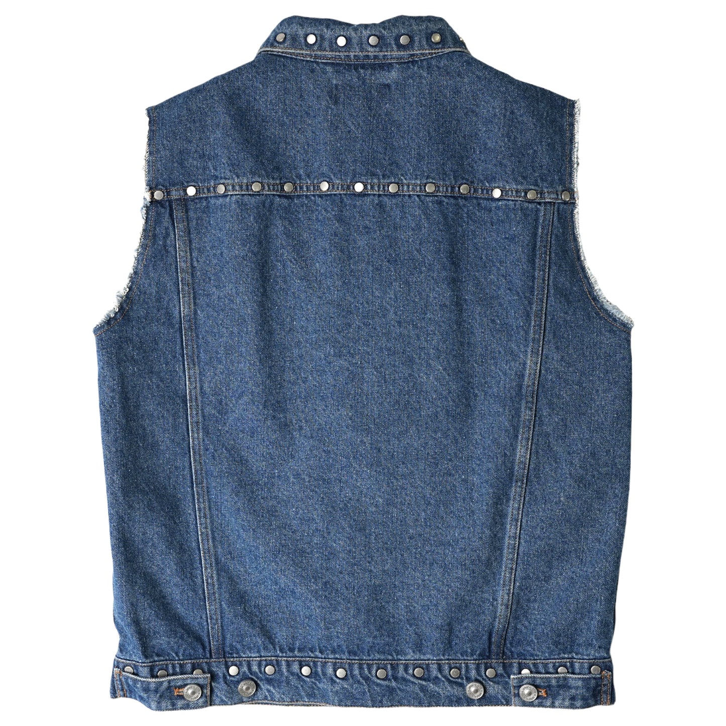 STUDDED DENIM VEST / BLUE