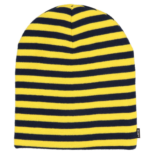 BORDER LONG BEANIE / YELLOW/NAVY