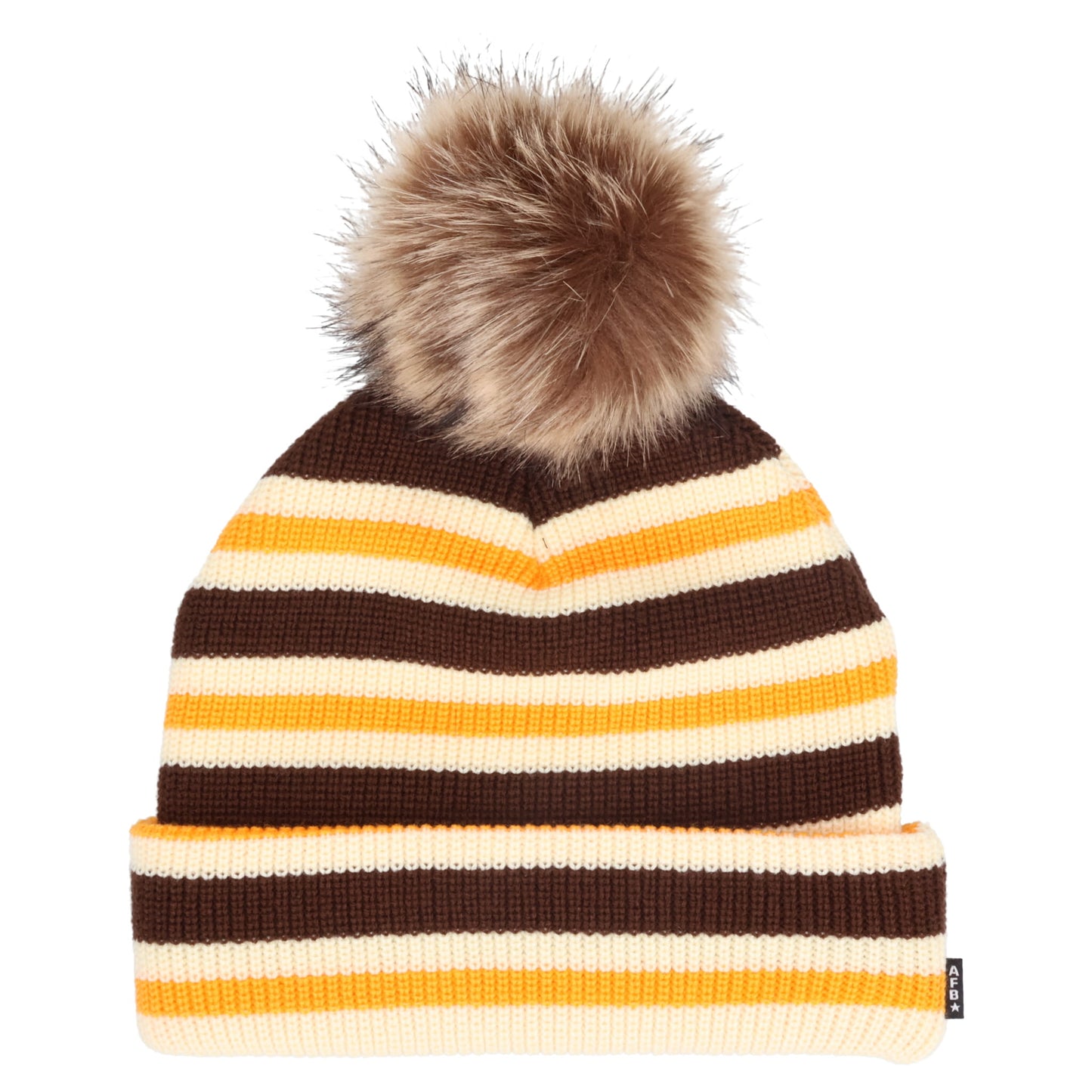 POM POM DOUBLE BEANIE / BROWN