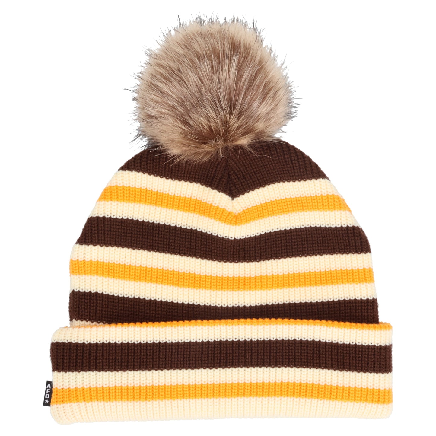 POM POM DOUBLE BEANIE / BROWN