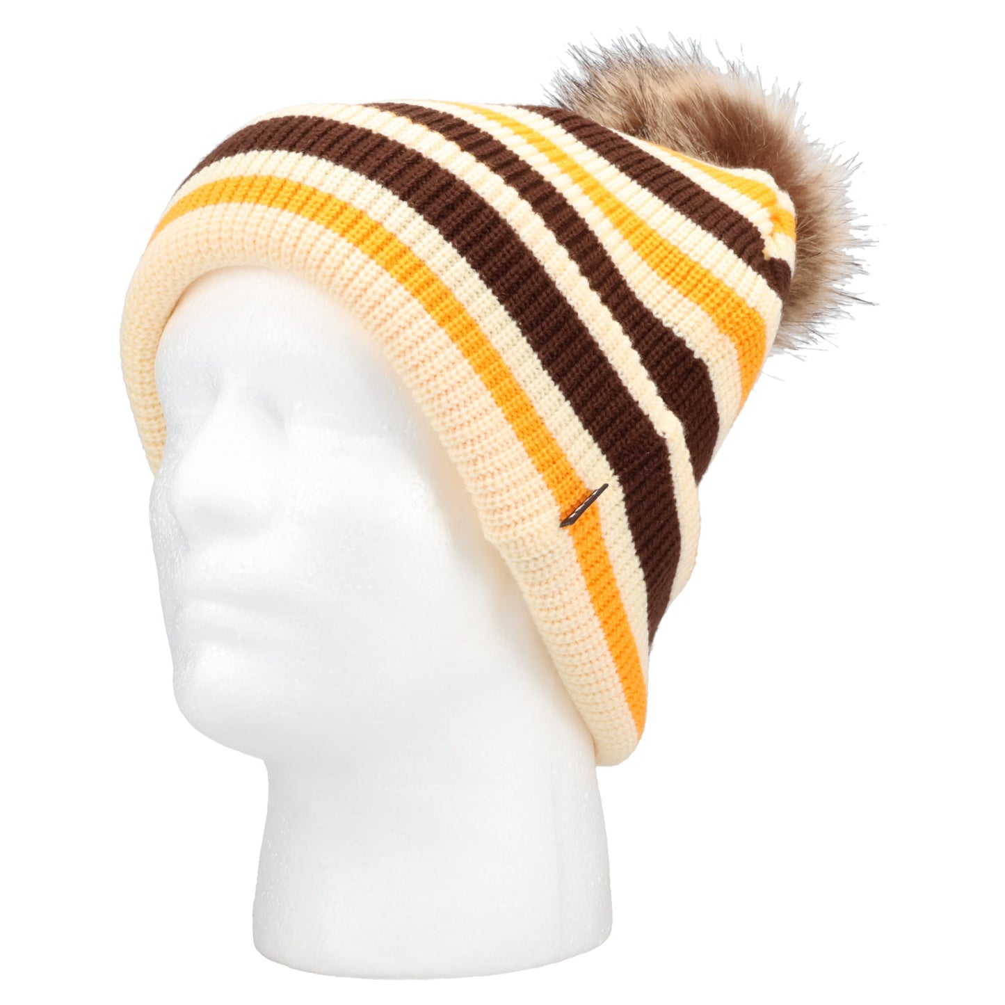 POM POM DOUBLE BEANIE / BROWN