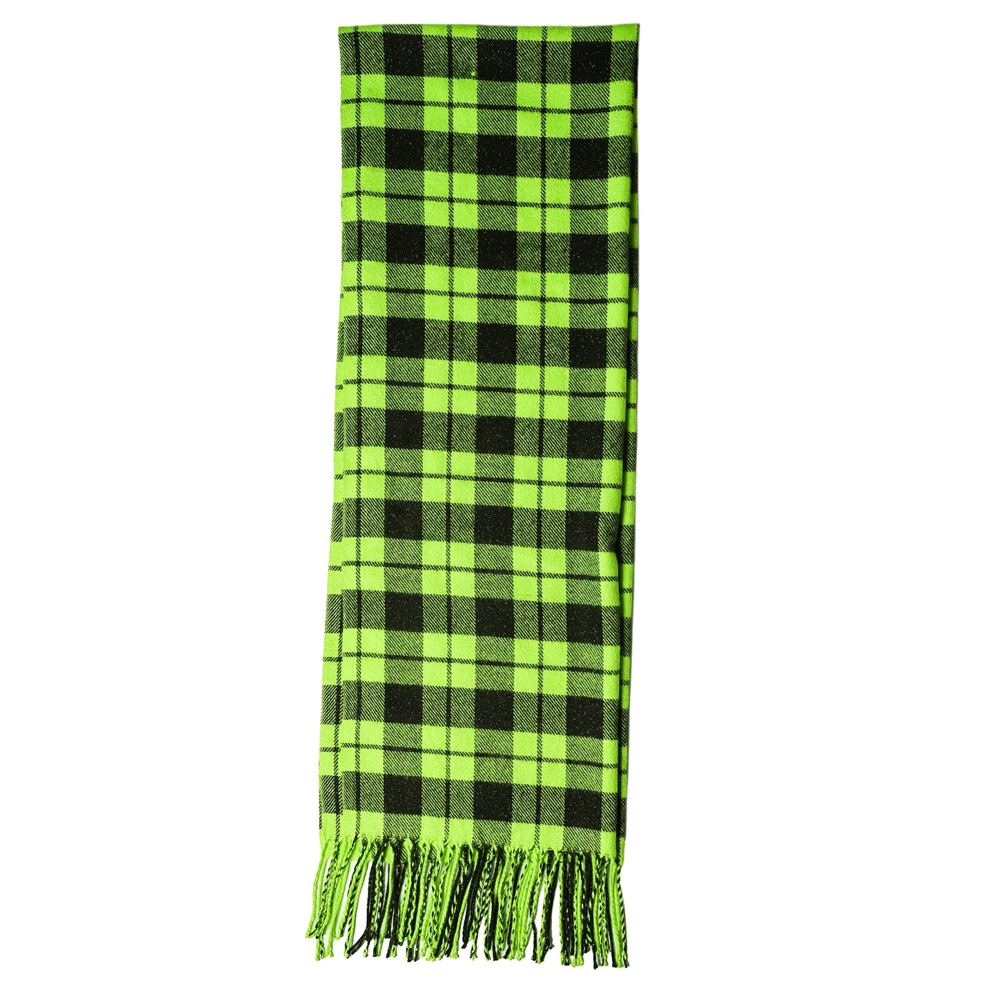 GLITTER CHECK SCARF / LIME