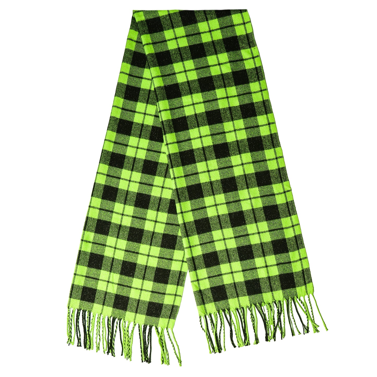 GLITTER CHECK SCARF / LIME