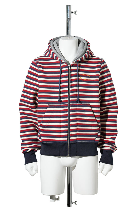 DOUBLE LAYERD ZIP UP HOODIE / RED