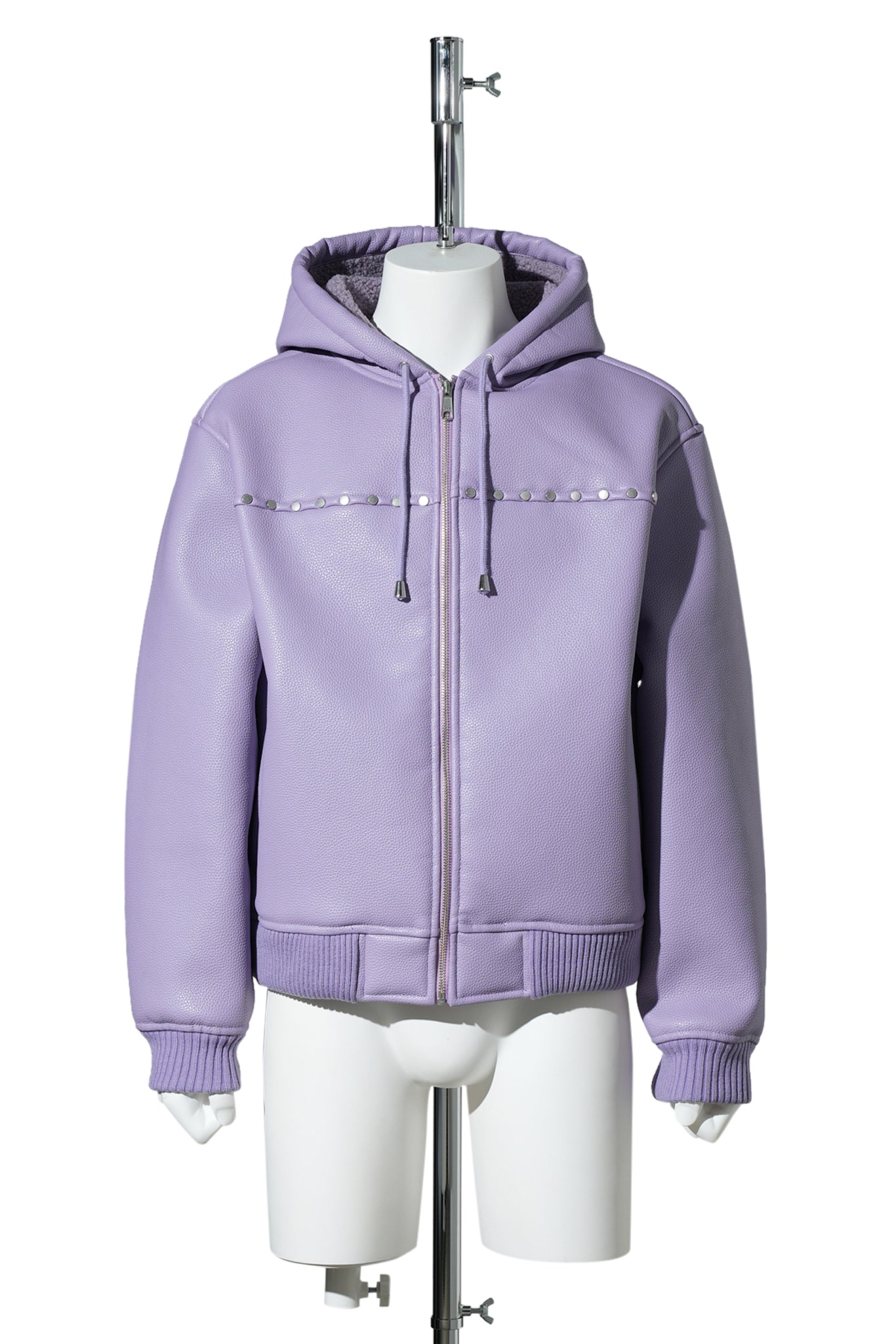 HOODED STUDDED BOMBER / PURPLE