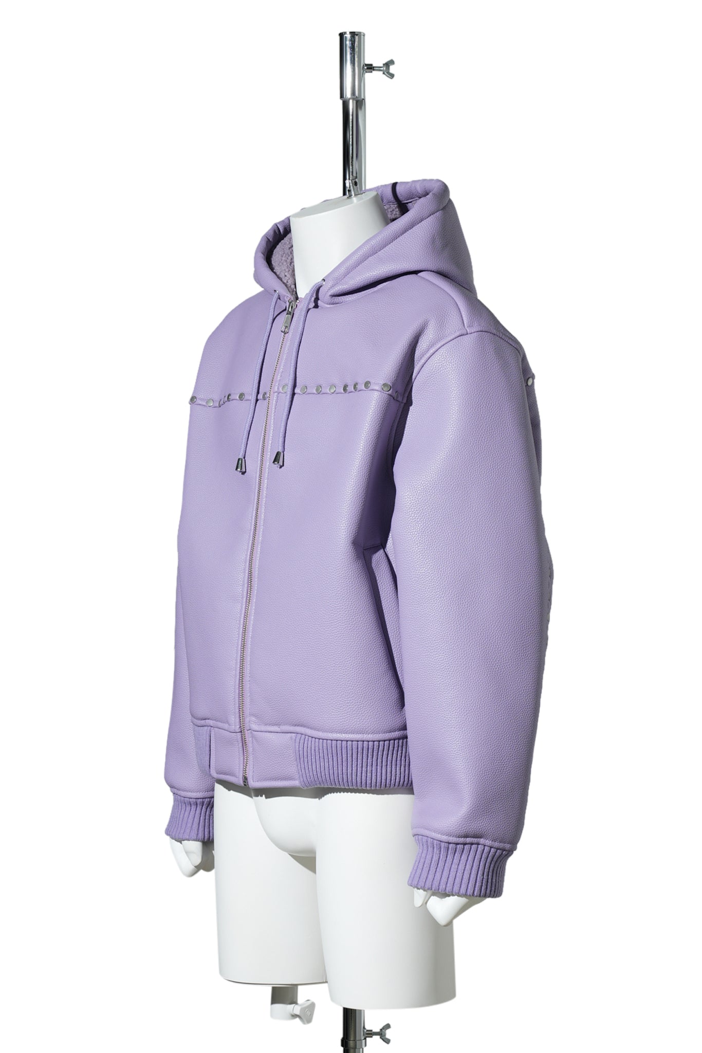 HOODED STUDDED BOMBER / PURPLE