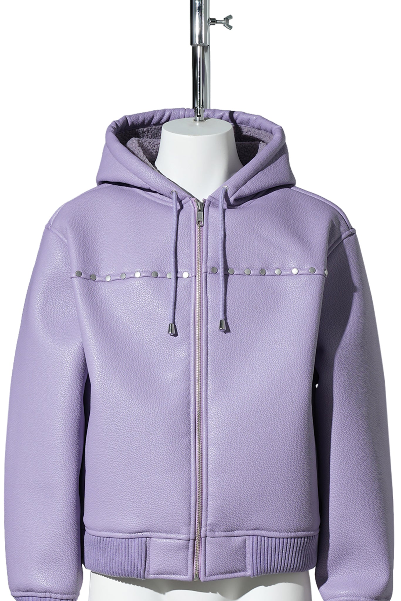 HOODED STUDDED BOMBER / PURPLE