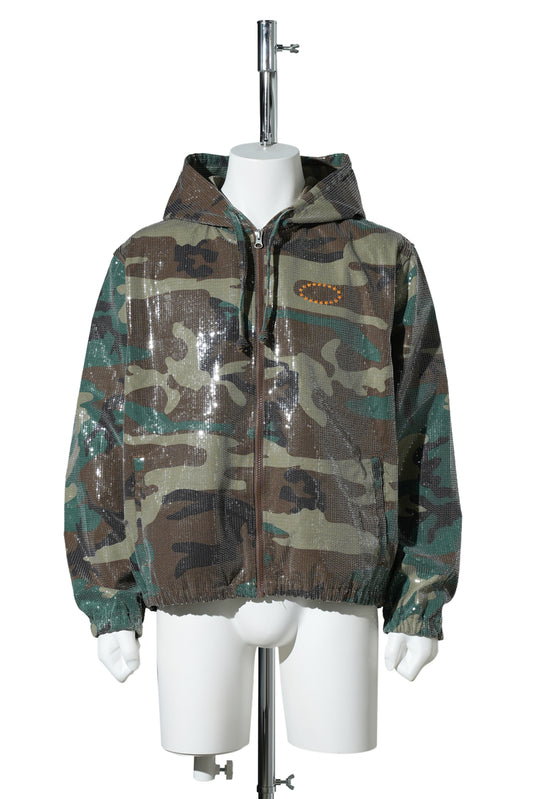 HOODED SPANGLE FLANNEL JACKET / CAMO