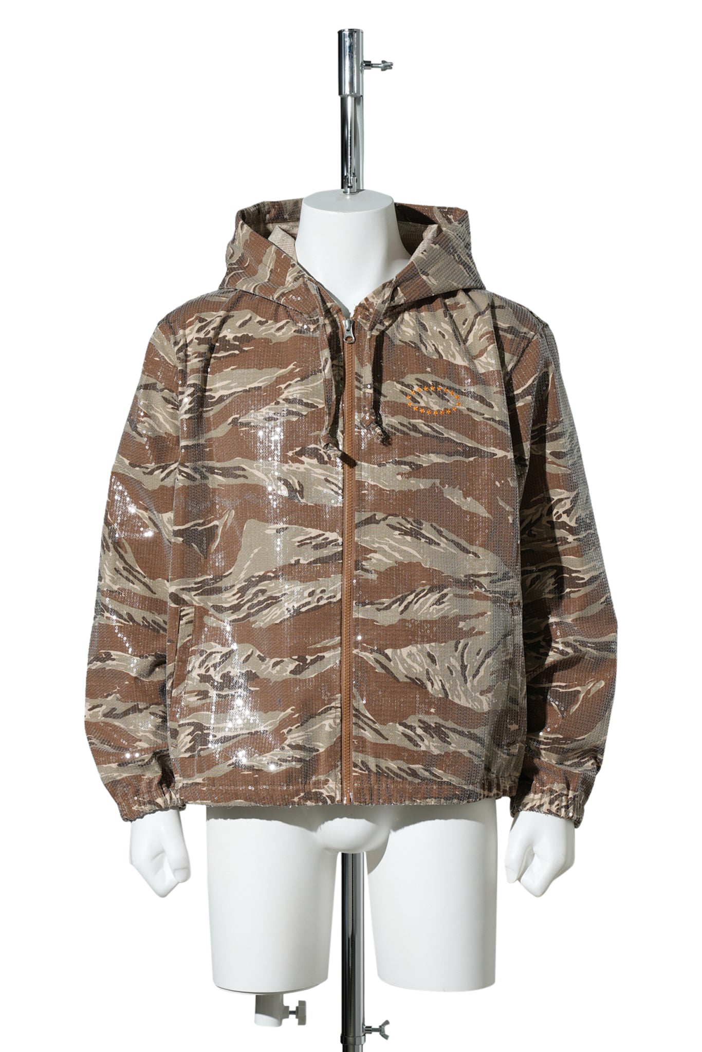 HOODED SPANGLE FLANNEL JACKET / TIGER CAMO