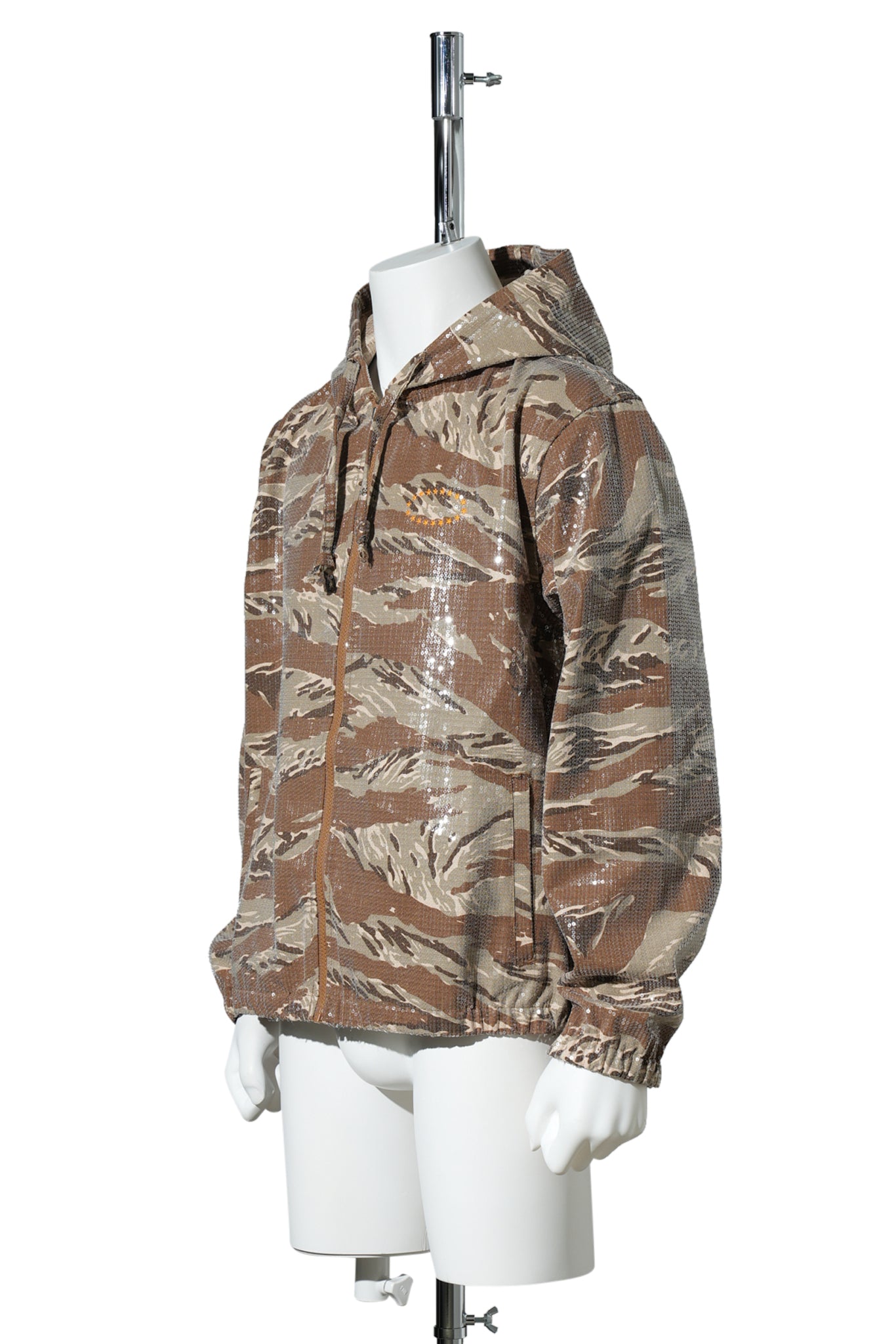 HOODED SPANGLE FLANNEL JACKET / TIGER CAMO