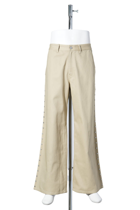 SUPER BAGGY STUDDED PANTS / KHAKI