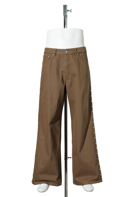 SUPER BAGGY STUDDED PANTS / OLIVE