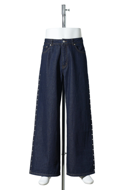 SUPER BAGGY STUDDED PANTS / INDIGO