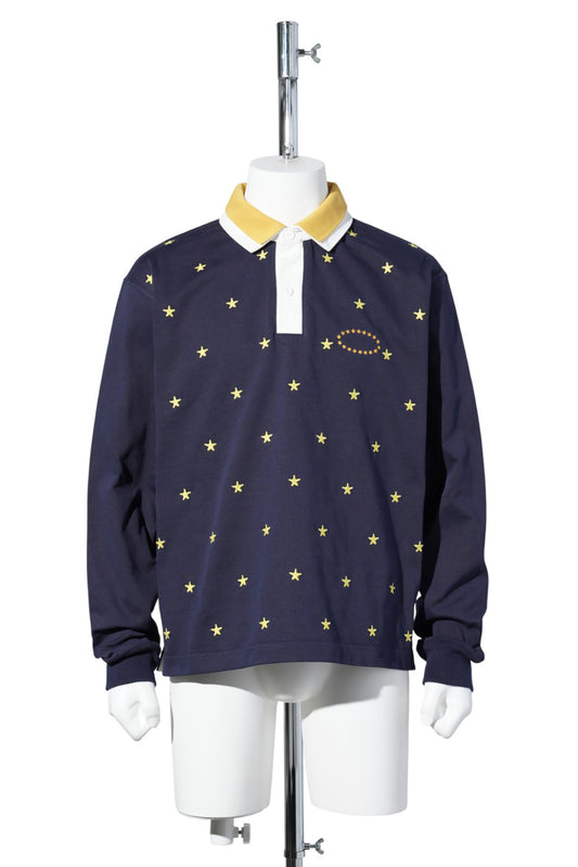 DOUBLE LAYERD LS POLO SHIRTS / NAVY