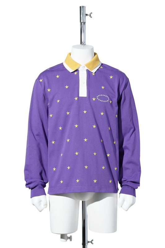 DOUBLE LAYERD LS POLO SHIRTS / PURPLE