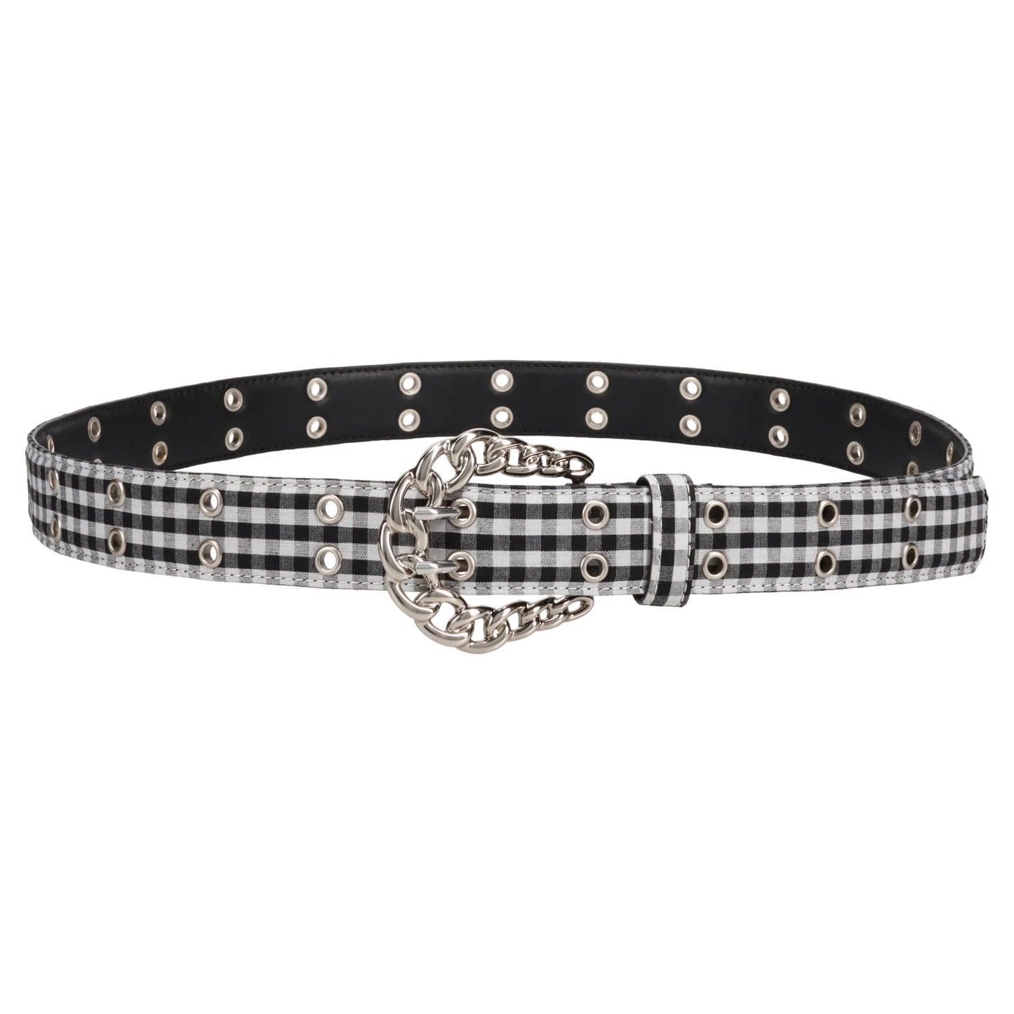 CHAIN BUCKLE CHECK BELT / GINGHAM CHECK BLACK