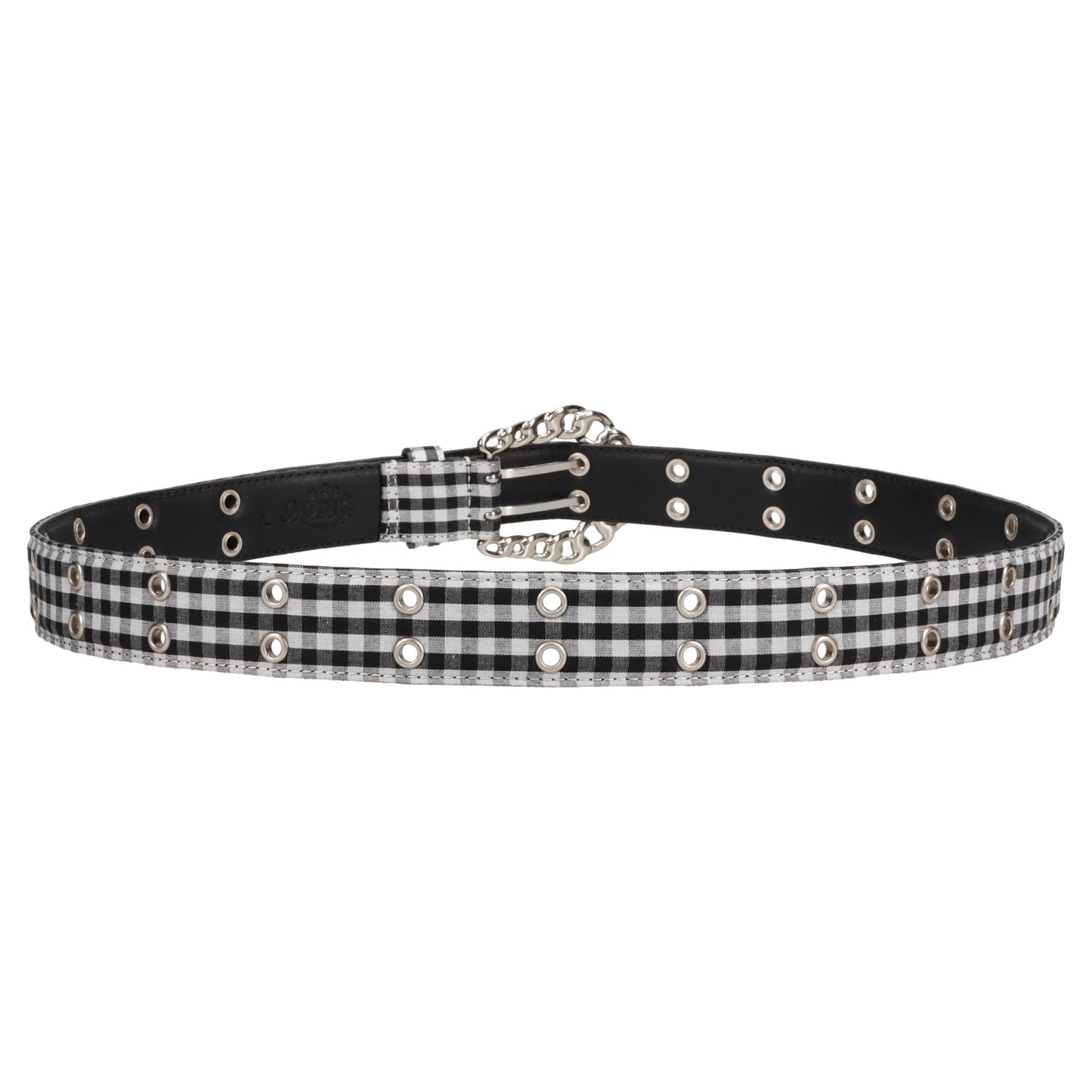 CHAIN BUCKLE CHECK BELT / GINGHAM CHECK BLACK