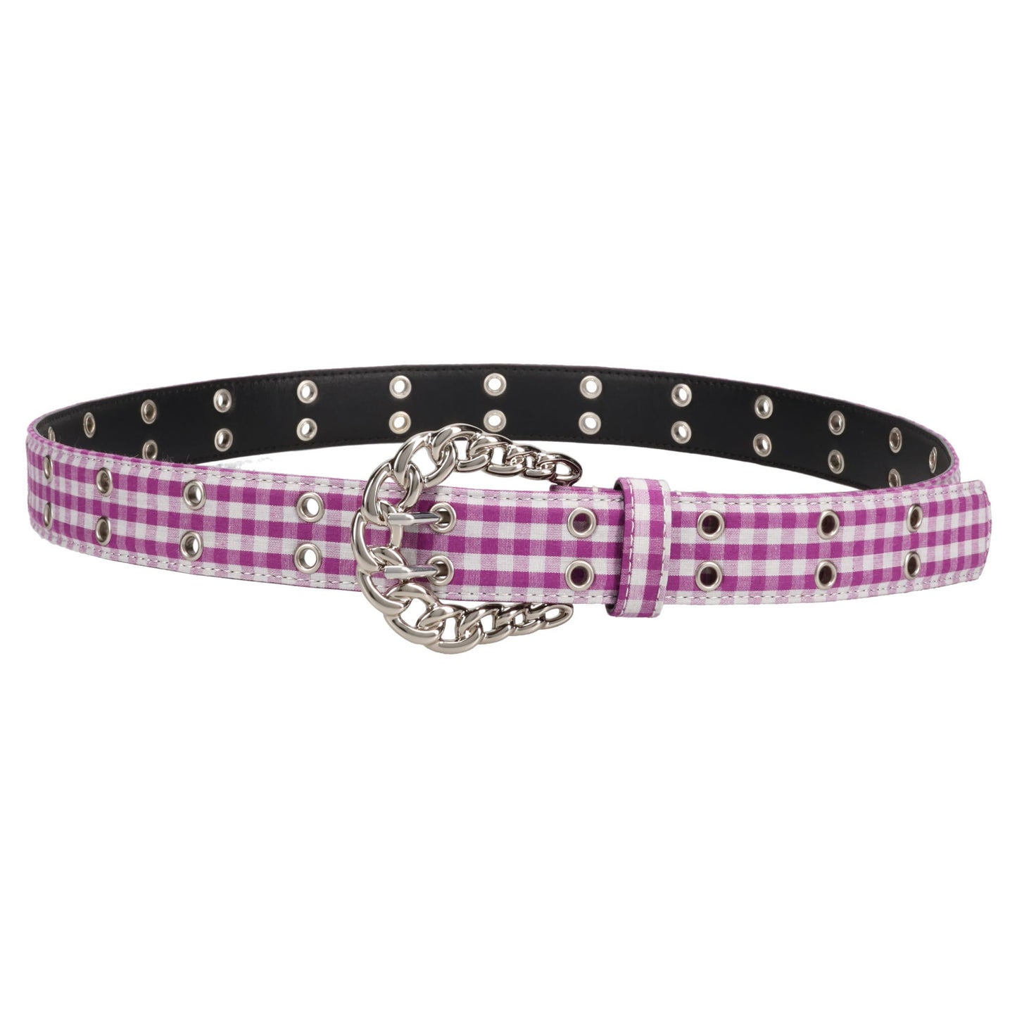 CHAIN BUCKLE CHECK BELT / GINGHAM CHECK PURPLE