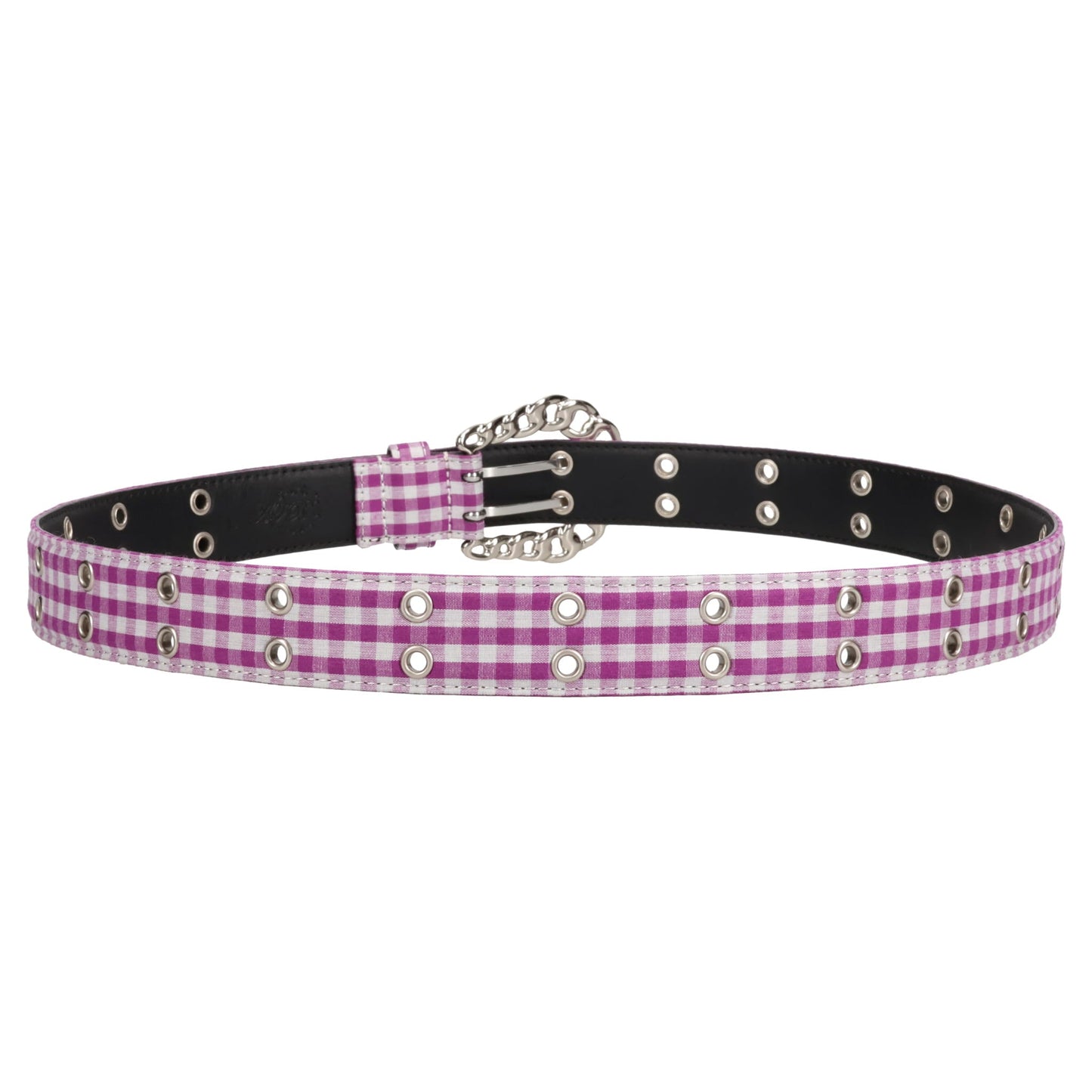 CHAIN BUCKLE CHECK BELT / GINGHAM CHECK PURPLE