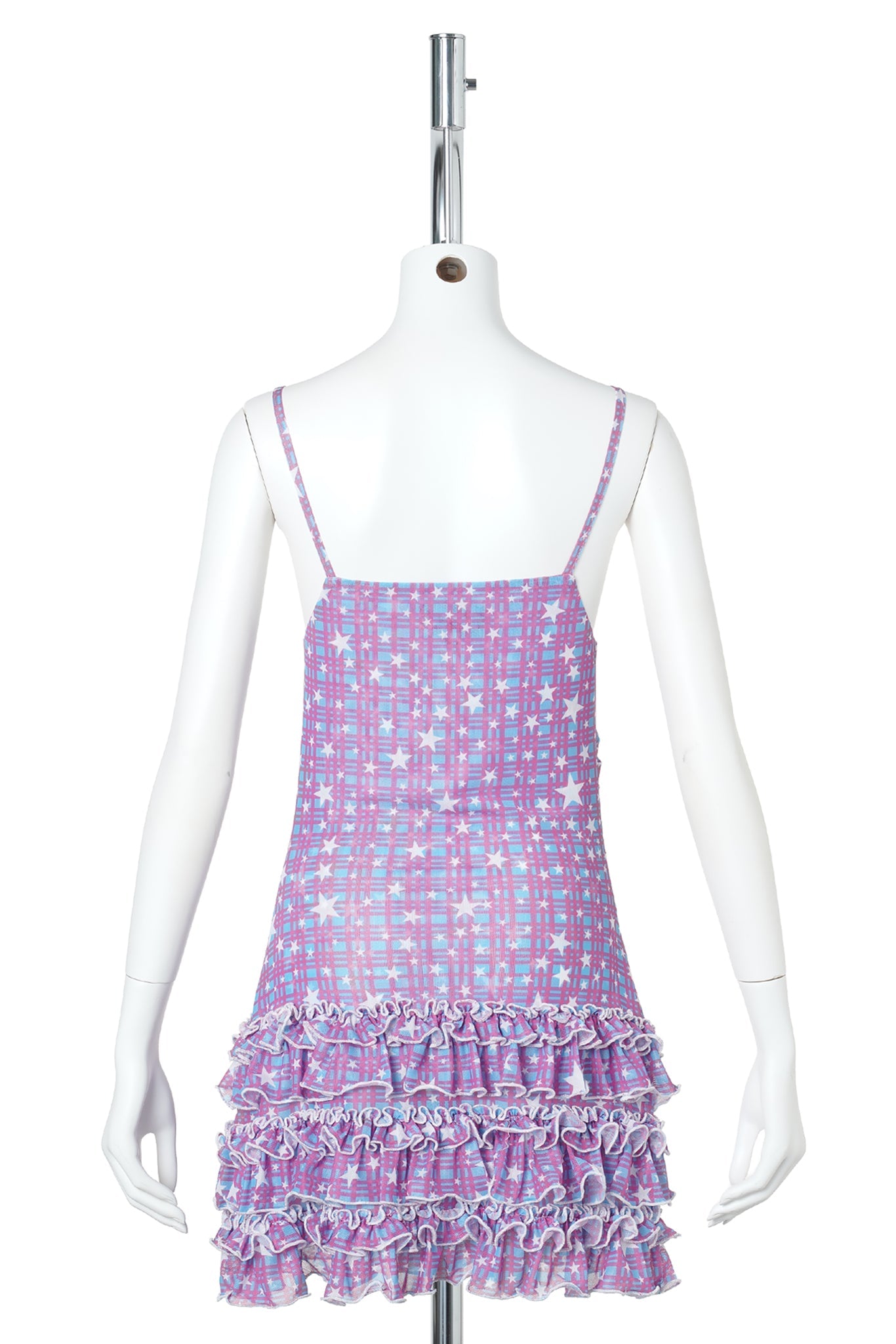 WMS STAR CHECK MESH CAMISOLE DRESS / BLUE