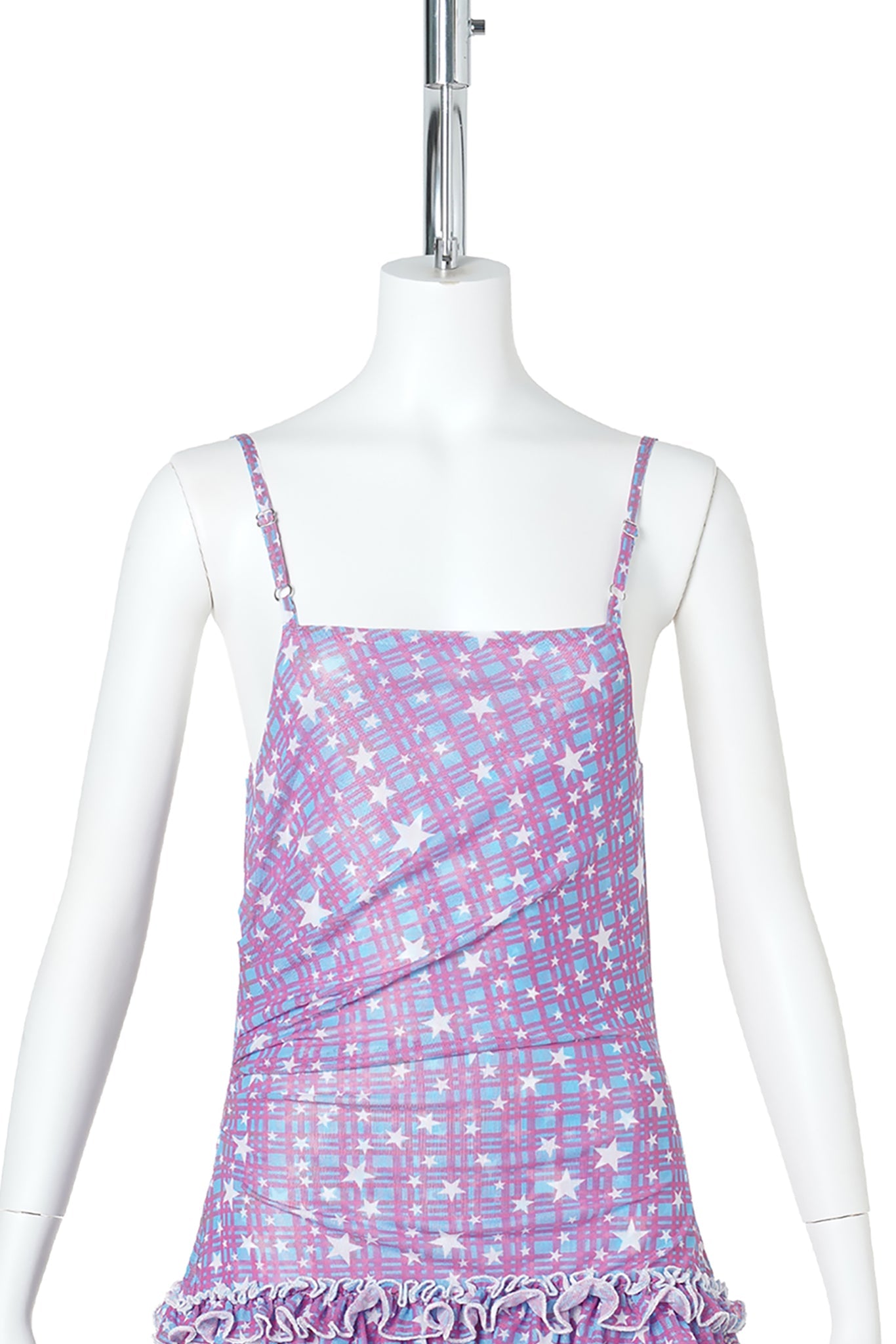 WMS STAR CHECK MESH CAMISOLE DRESS / BLUE