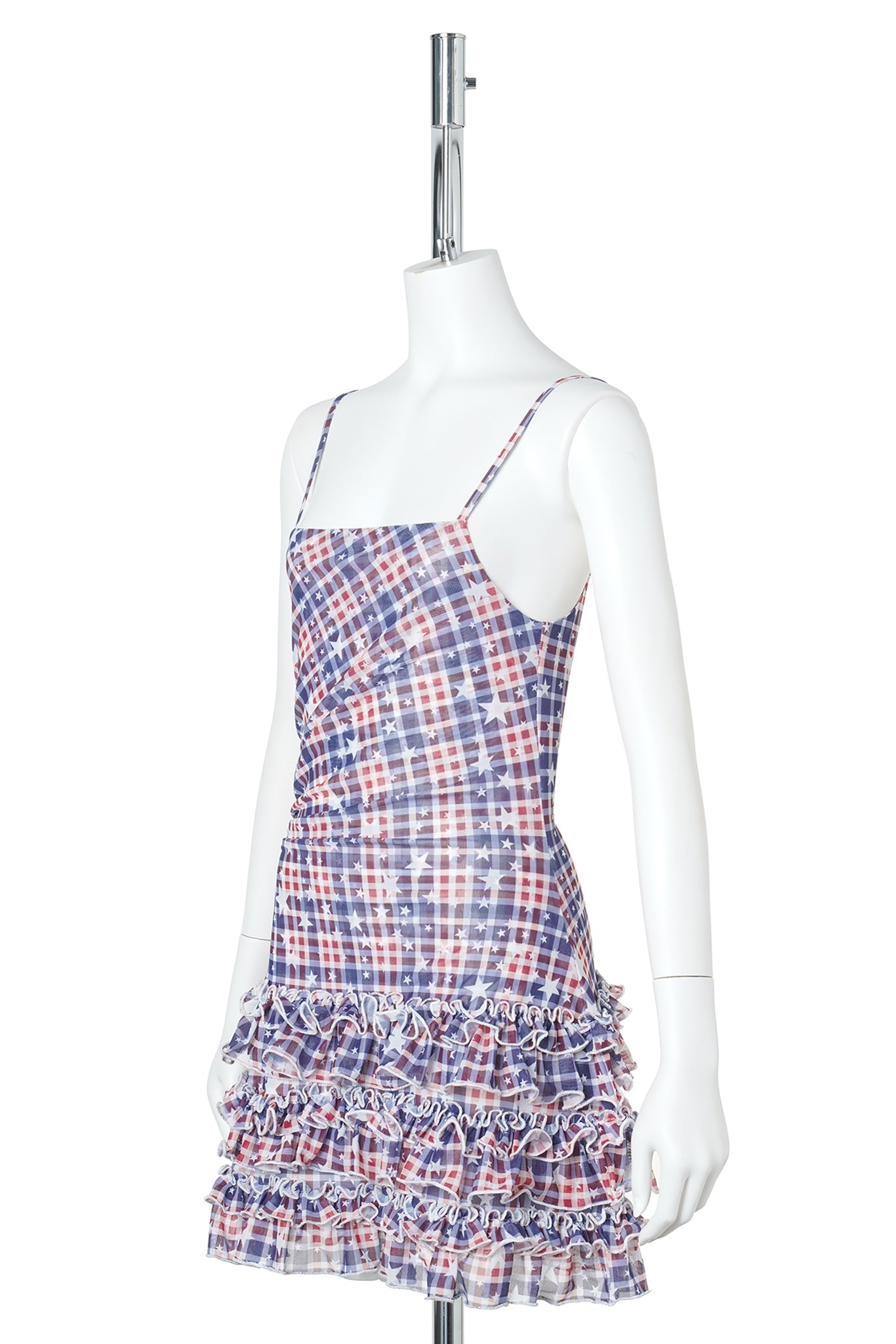 WMS STAR CHECK MESH CAMISOLE DRESS / NAVY