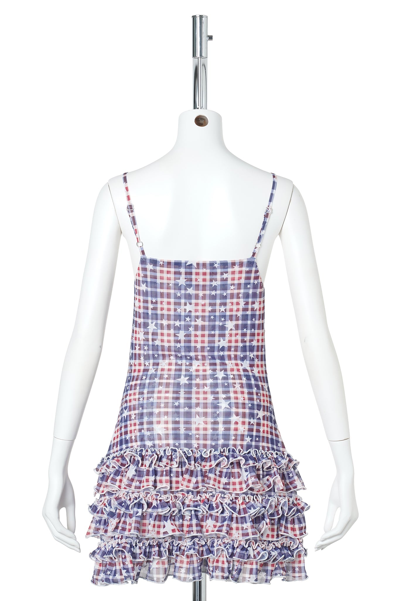 WMS STAR CHECK MESH CAMISOLE DRESS / NAVY