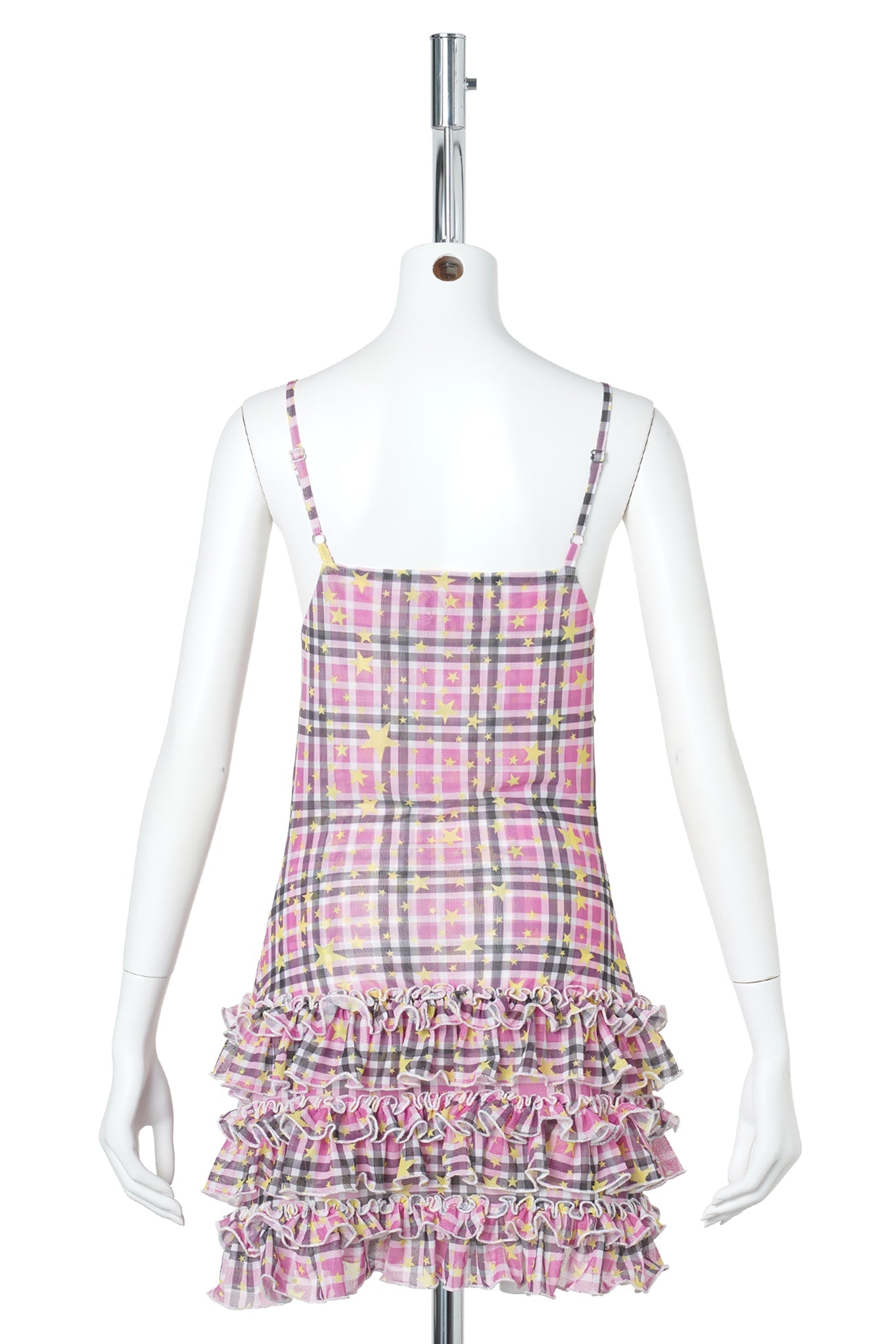 WMS STAR CHECK MESH CAMISOLE DRESS / PINK